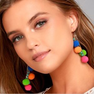 Vibrant pom pom earrings